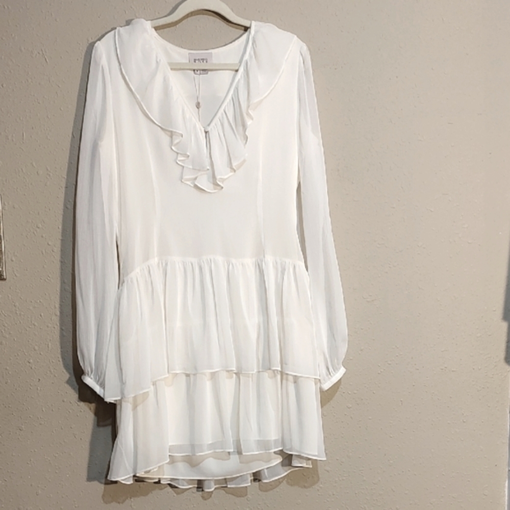Marchesa Rose Vanilla Ice Ruffle Front Dress Short, Layered, Lined,  Sz Med. NWT